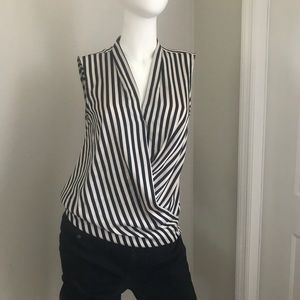 Ann Taylor plunging neckline striped top